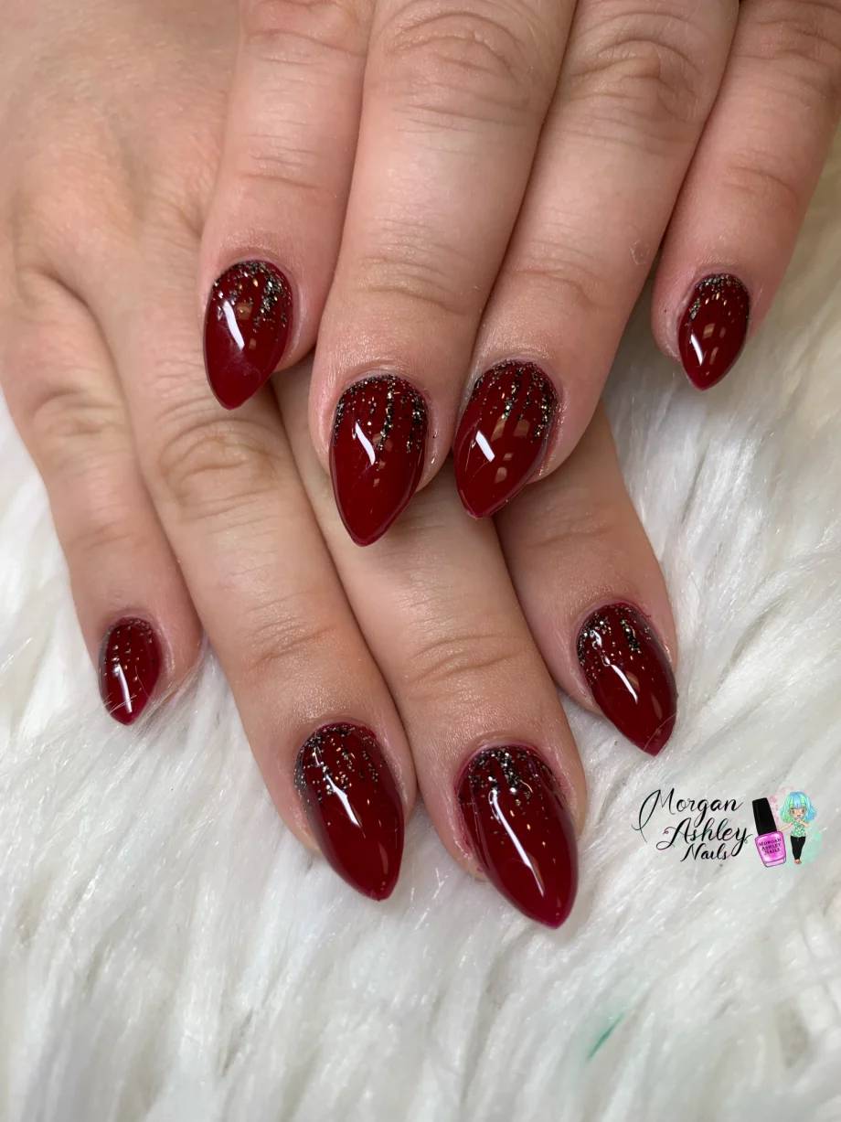 Day 309: Red Glitter Fade Nail Art