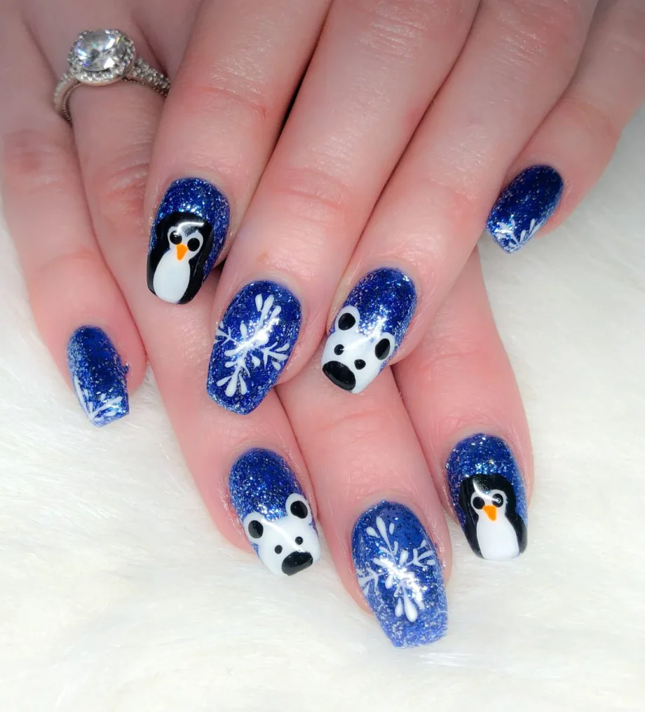 Day 307: Penguin and Polar Bear Nail Art