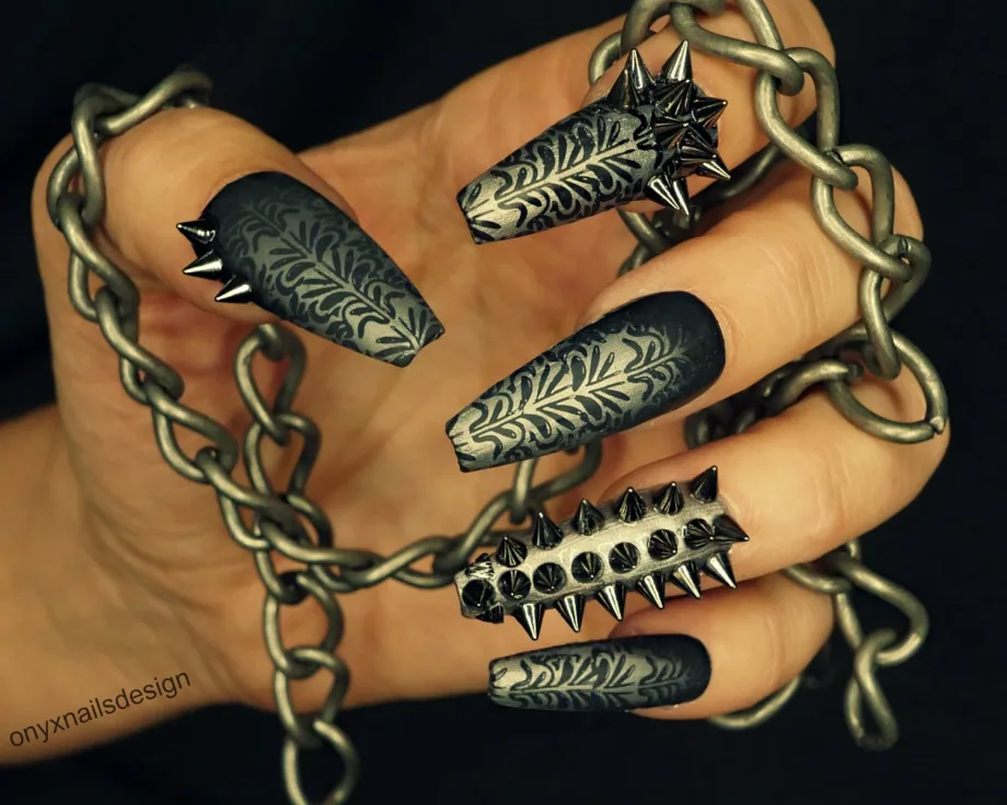 Day 329: Dragon and Punk Rock Nail Art