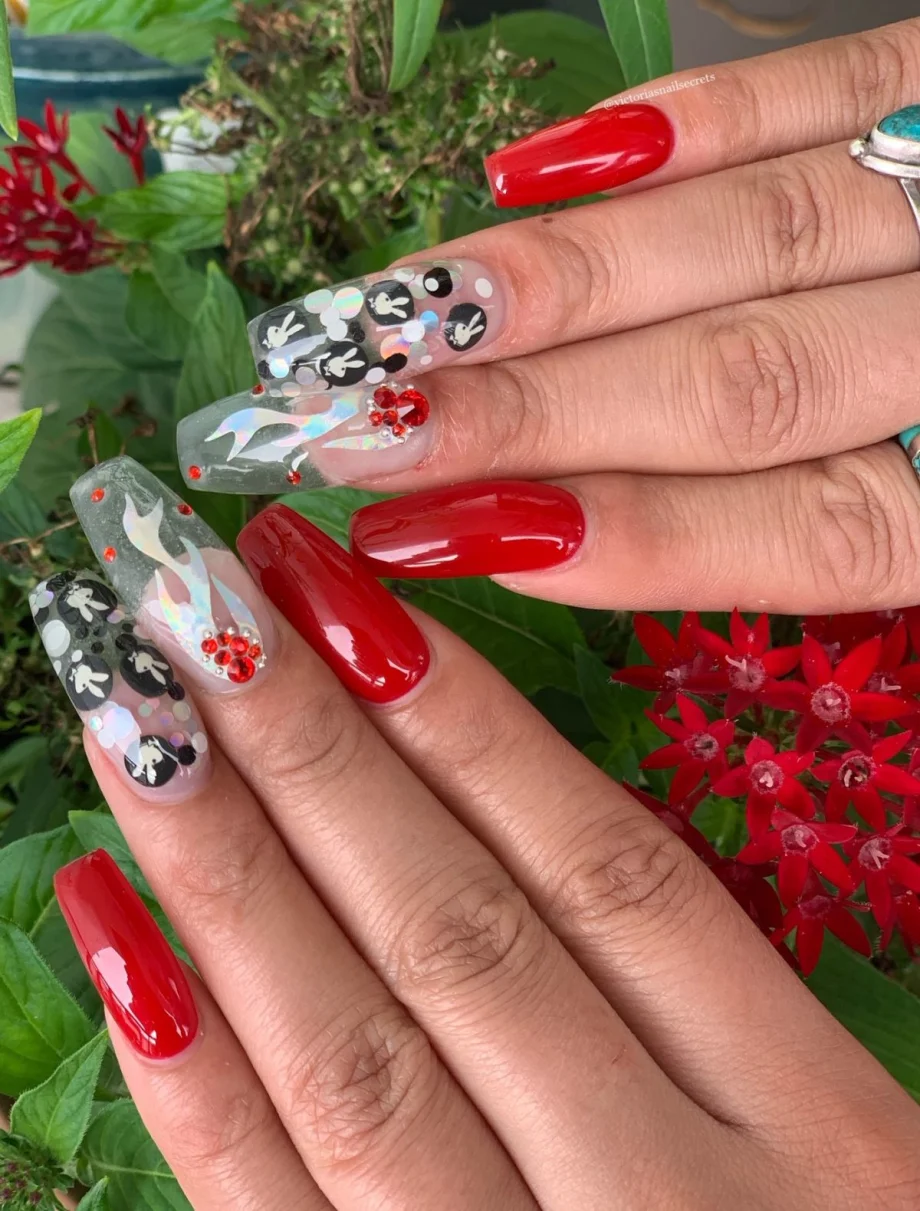 Day 331: Bunny Flame Nail Art