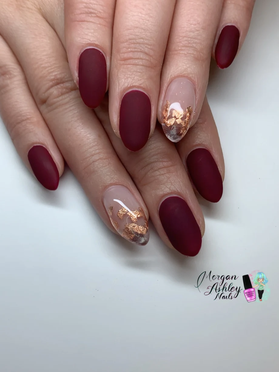 Day 334: Matte Red and Gold Nail Art