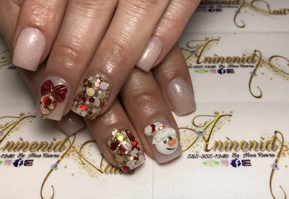 Day 348: Snowman Confetti Nail Art