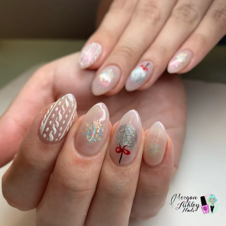 Day 351: Ornament and Sweater Nail Art 