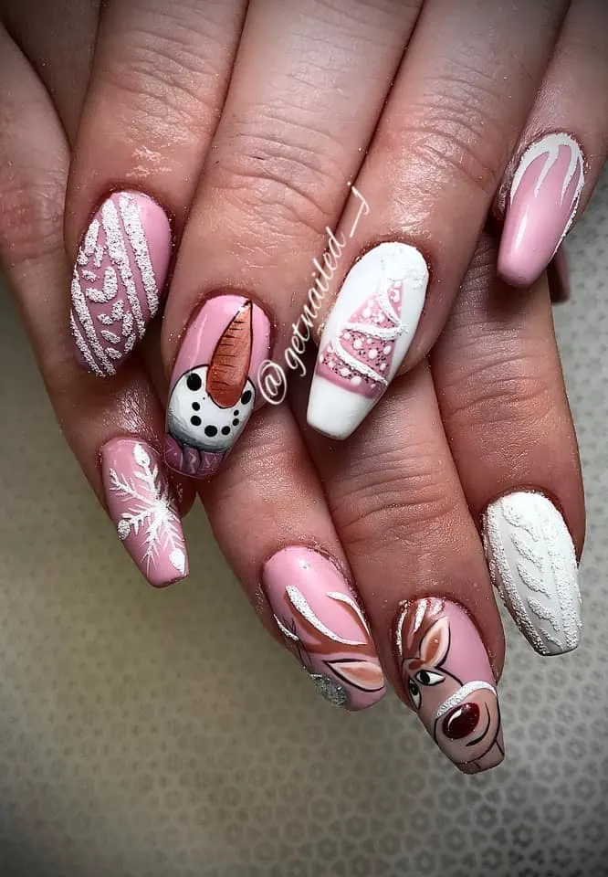 Day 359: Pink Christmas Nail Art