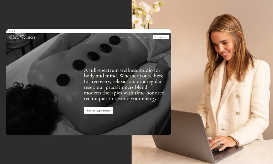 Spa owner working on developing her website