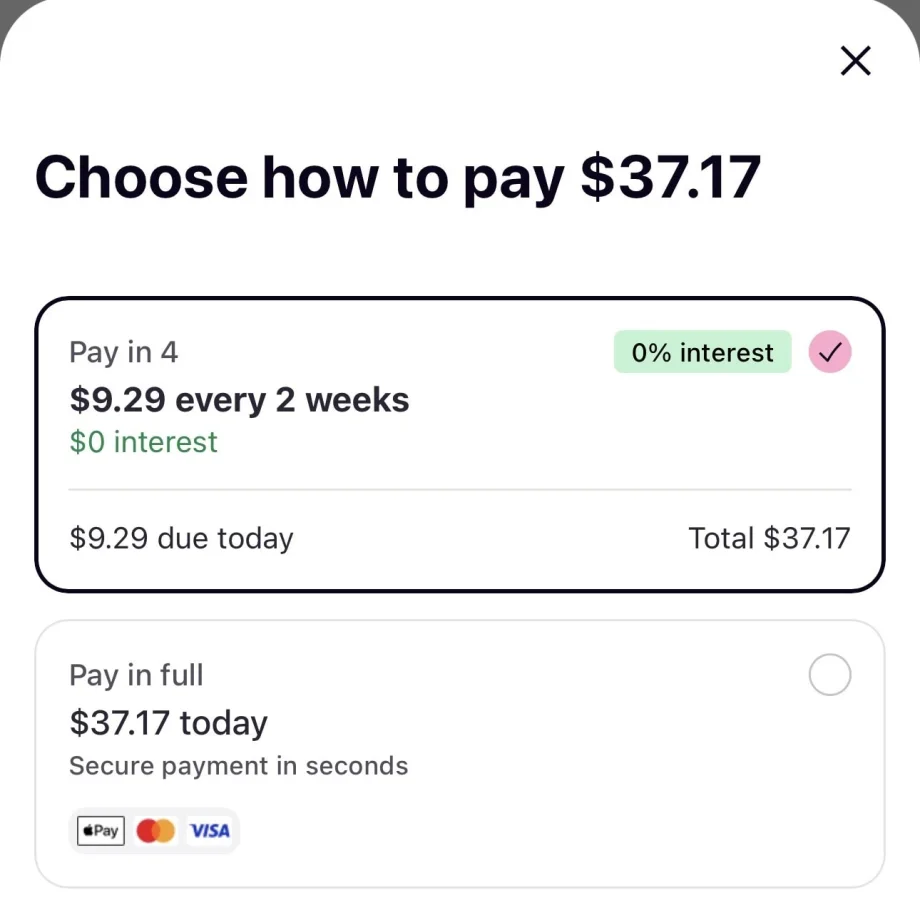 a checkout screen on a phone
