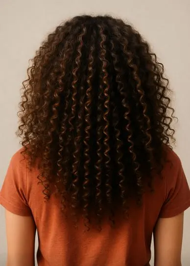 The back of a head of curly hair.