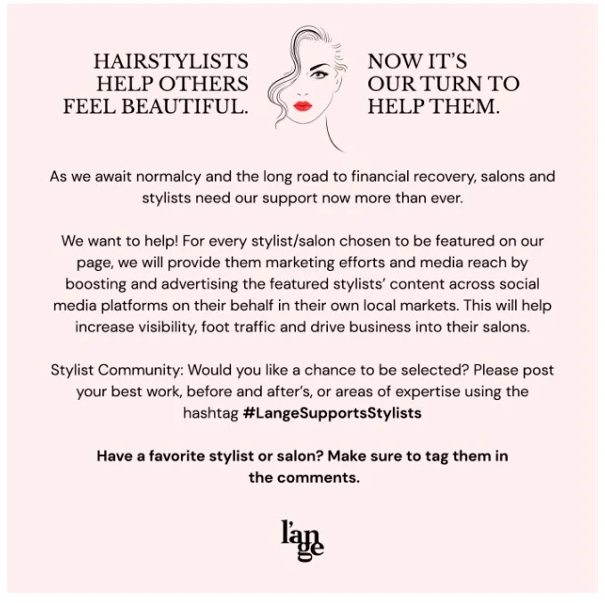 L'ange Hair Helping Hairstylists Recover with Unique Social Program