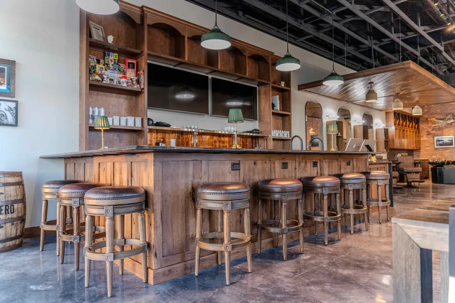 The full bar at Parlor by Thompson and Company in Coralville, Iowa.