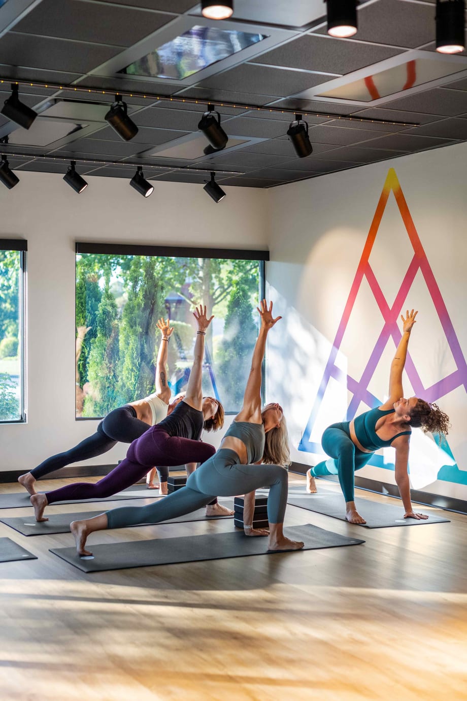A yoga session at the Lit Life Yoga Studio within BASE ONE in Columbus, Ohio.