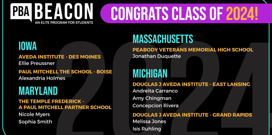 The Professional Beauty Association Announces its Beacon Class of 2024