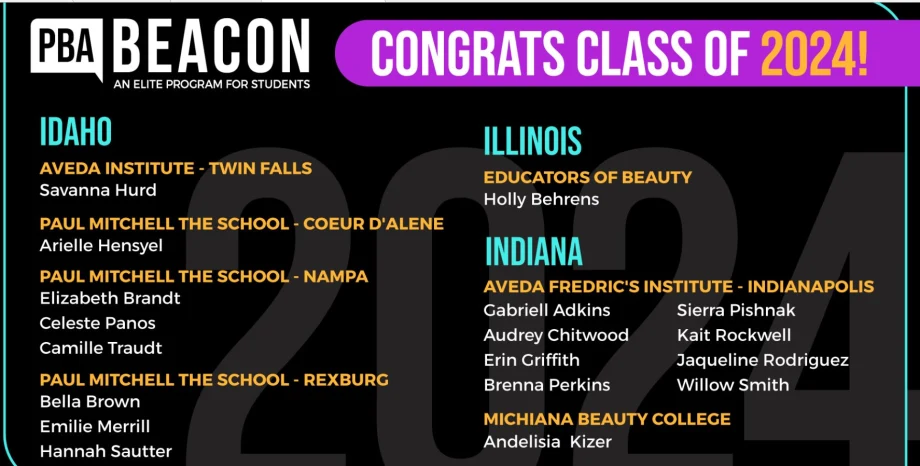 The Professional Beauty Association Announces its Beacon Class of 2024