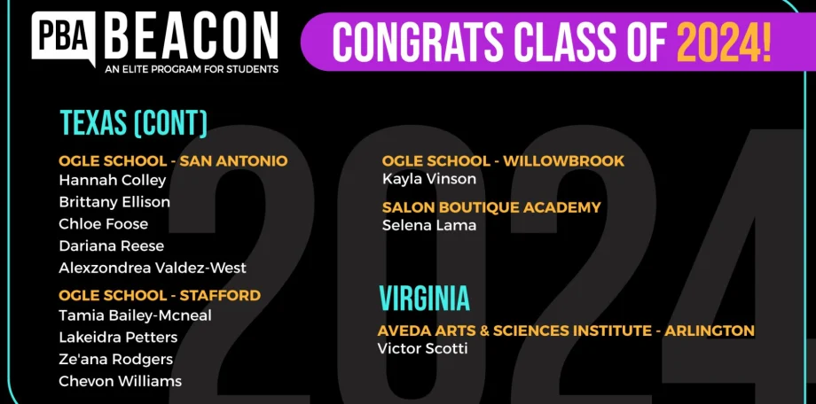 The Professional Beauty Association Announces its Beacon Class of 2024