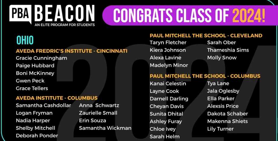 The Professional Beauty Association Announces its Beacon Class of 2024