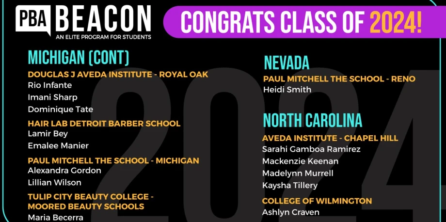 The Professional Beauty Association Announces its Beacon Class of 2024
