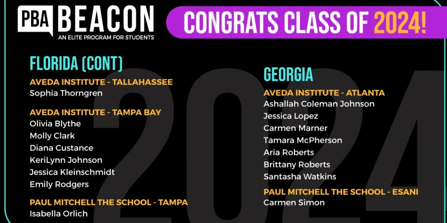 The Professional Beauty Association Announces its Beacon Class of 2024