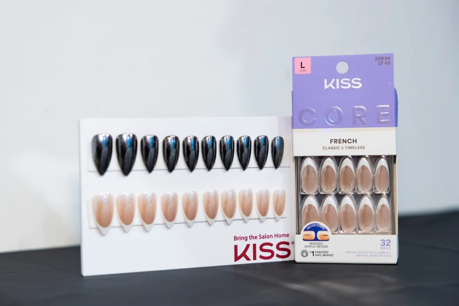 KISS nail products on a card and in a box/