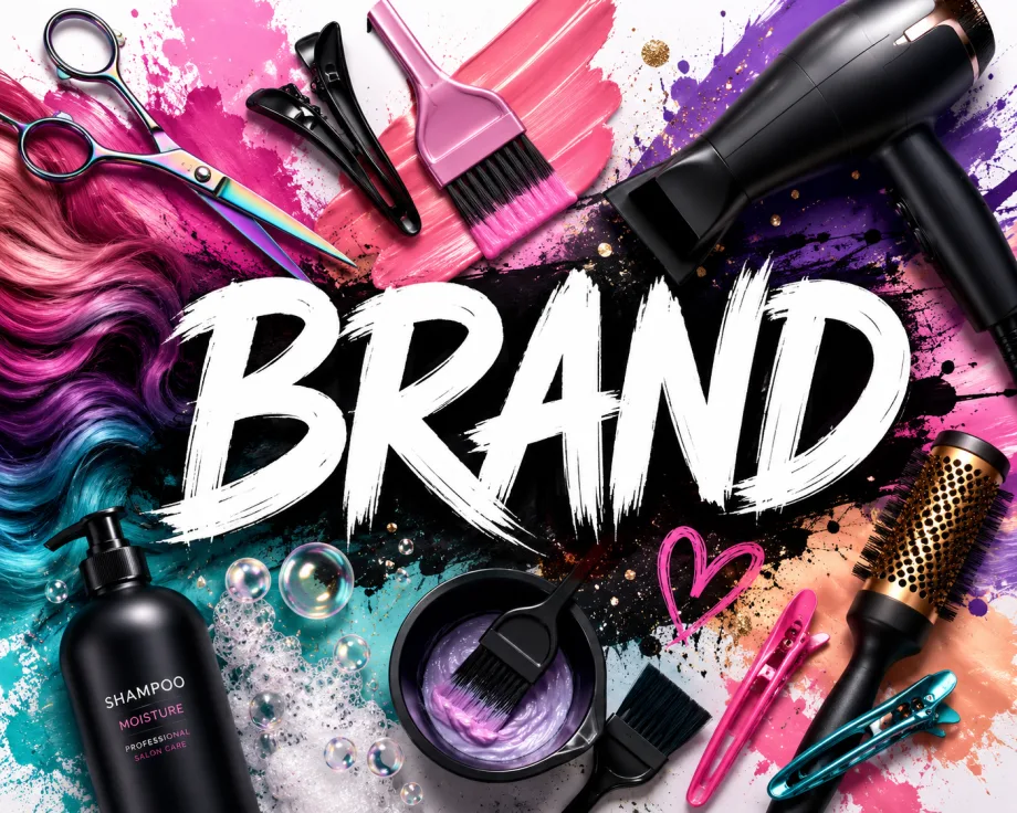 Salon imagery with the word BRAND