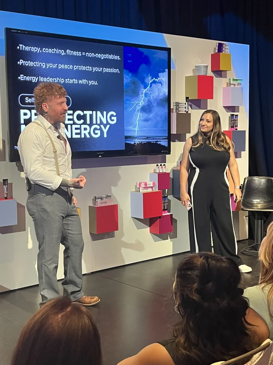 Wesley Palmer (@wesdoeshair) was interviewed onstage by Alanna Littlepage, Senior Manager, Public Relations