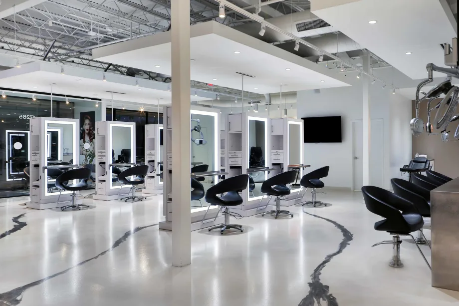 The salon floor at Dominic Micahel
