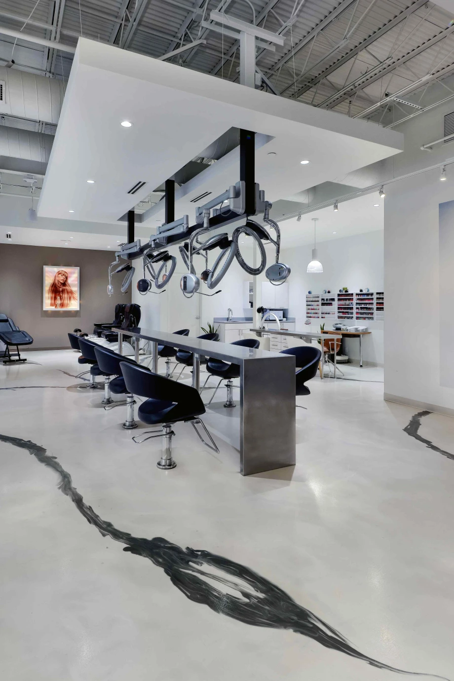 The color processing table and bold floor at Dominic Michael