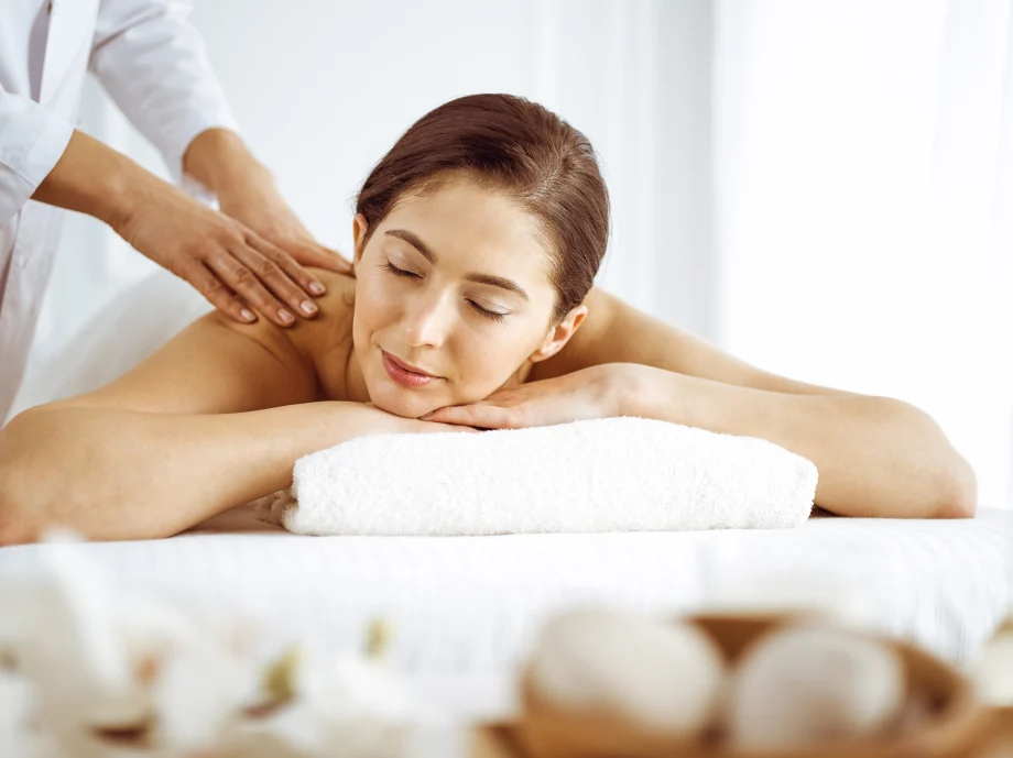 A woman receiving a massage.