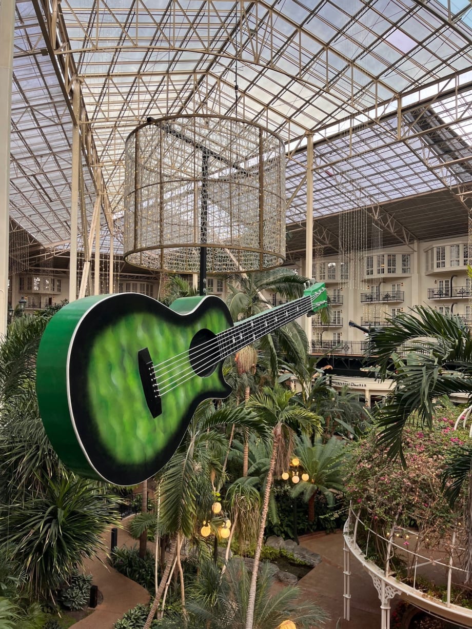 the interior garden of a hotel