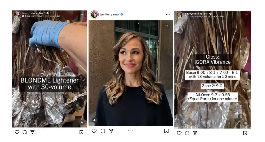 Jennifer Garner Debuts New “Champagne Ribbon Brunette” by Tracey Cunningham