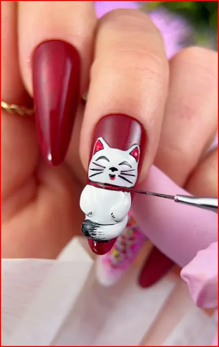 A nail design of a cat