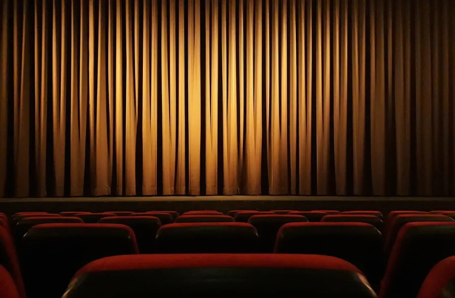 A movie theatre curtain.