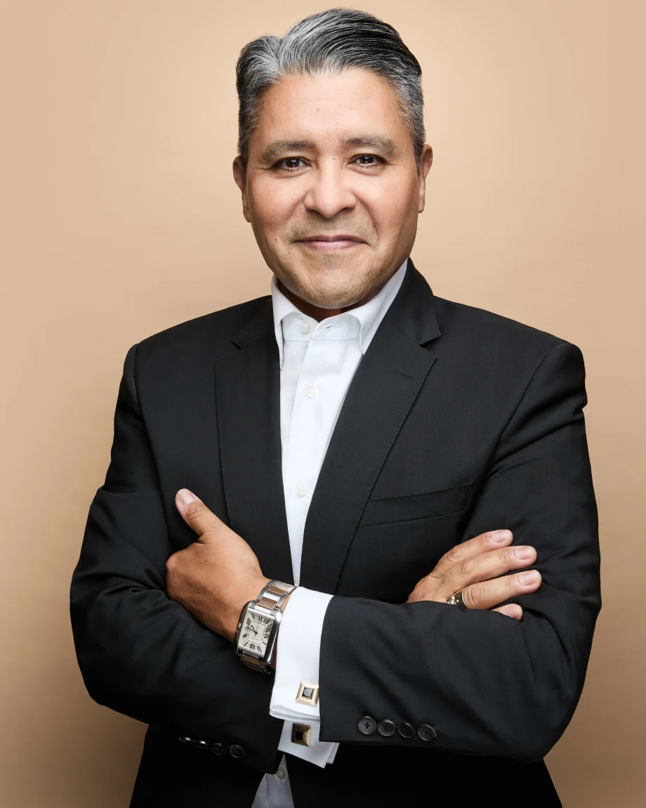 A smiling man.