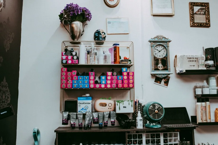 The color bar at a hair salon.