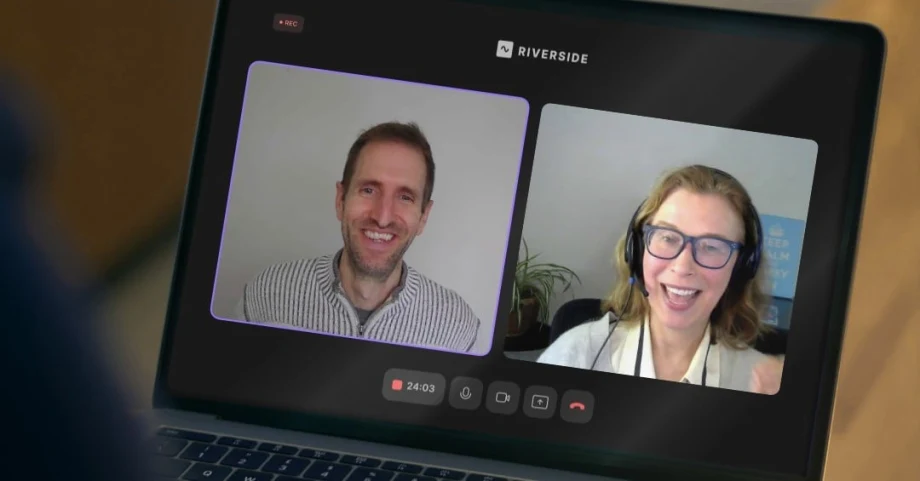 Scott Moon and Anne Moratto. A screenshot of their Riverside call.