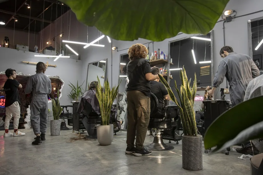 A busy salon.