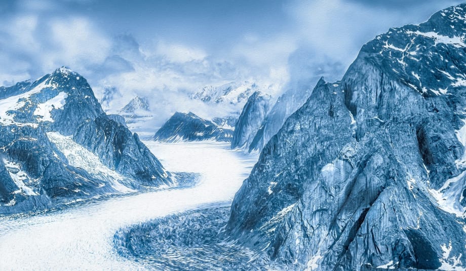 An image of icy mountains in Alaska